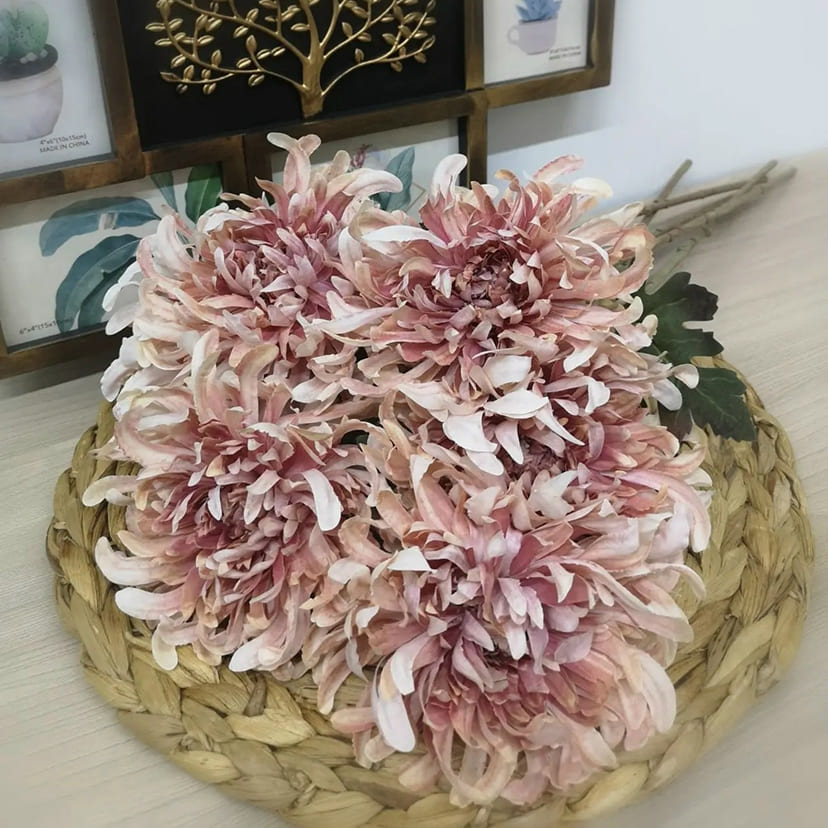 Искусственные цветы в Нижнекамске | Цветок искусственный «Хризантема», персиково-розовая, одиночный