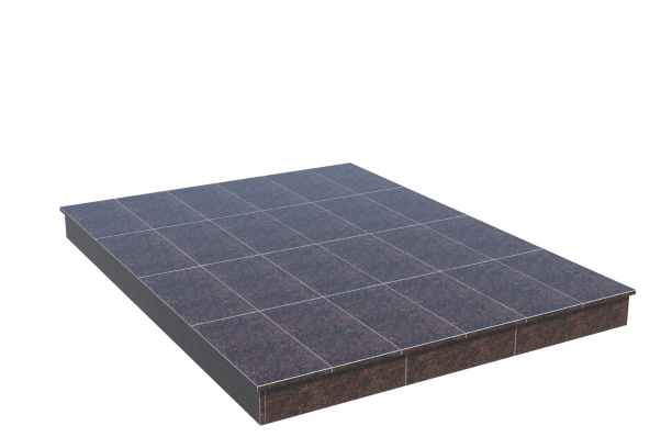 Площадки на могилу в Нижнекамске | Площадка с вертикальной (15 см) облицовкой Дымовским гранитом