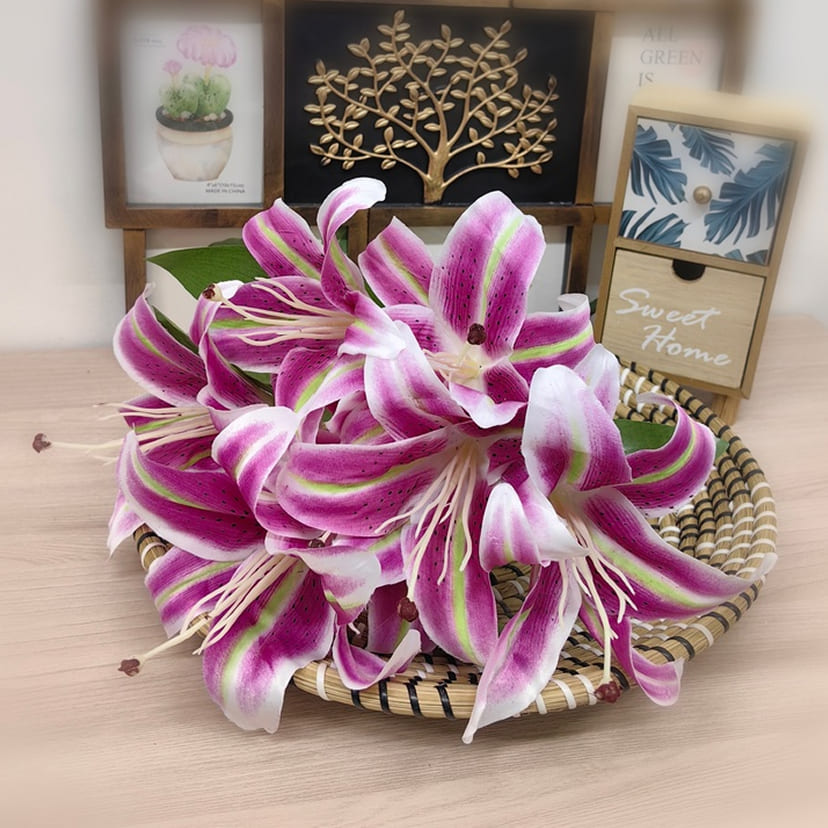 Искусственные цветы в Нижнекамске | Цветы искусственные «Лилии крупные», розово-сиреневые, букет