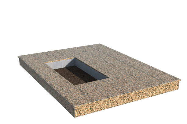 Площадки на могилу в Нижнекамске | Площадка с вертикальной (15 см) облицовкой Южно-султаевским гранитом (под цветник)