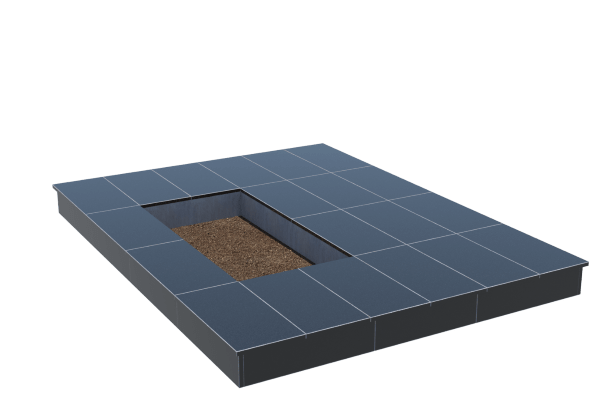 Площадки на могилу в Нижнекамске | Площадка с вертикальной (15 см) облицовкой гранитом Габбро (под цветник)