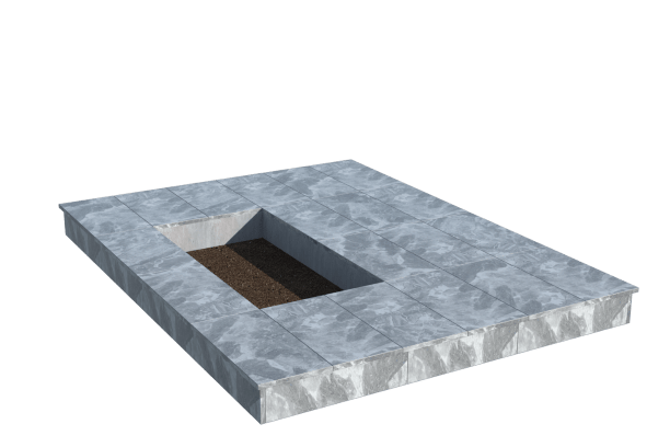 Площадки на могилу в Нижнекамске | Площадка с вертикальной (15 см) мраморной облицовкой (под цветник)