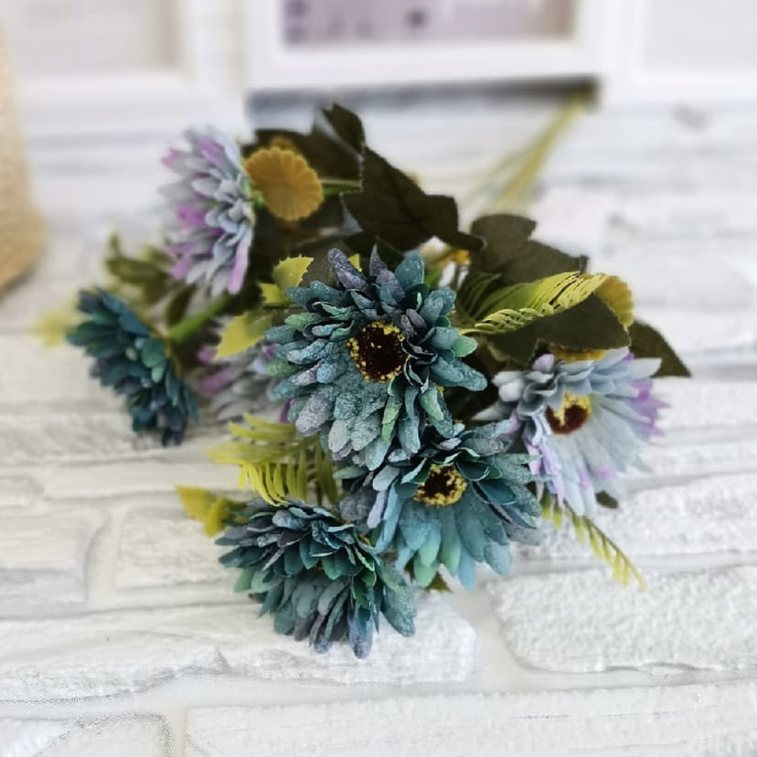 Искусственные цветы в Нижнекамске | Цветы искусственные «Ромашки», фиолетово-голубые, букет