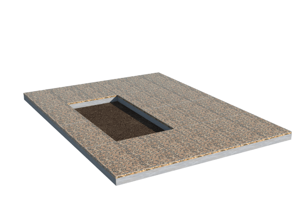 Площадки на могилу в Нижнекамске | Площадка с облицовкой Южно-Султаевским гранитом (под цветник)