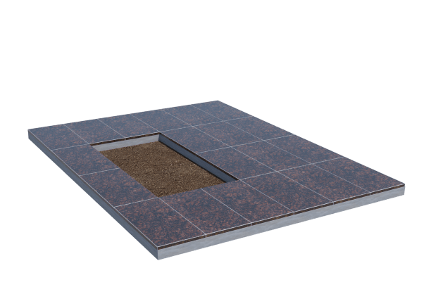 Площадки на могилу в Нижнекамске | Площадка с облицовкой Дымовским гранитом (под цветник)